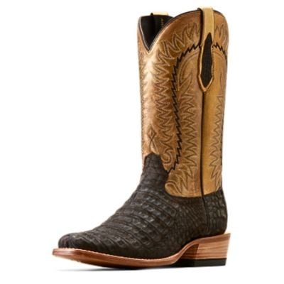 Ariat Men's Futurity Finalist Western Boot - Brushed Chocolate Caiman Belly/Washed Gold