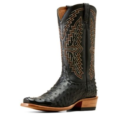 Ariat Men's Futurity Done Right Western Boot - Black Full Quill Ostrich