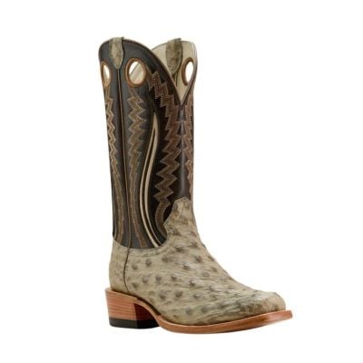Ariat Men's Futurity Outlaw Full Quill Ostrich Cowboy Boot - Platinum/Toffee Crunch