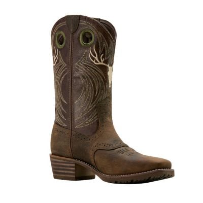 Ariat Men's Hybrid Roughstock Antler Cowboy Boot - Wild Taupe