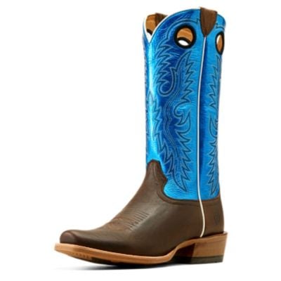 Ariat Men's Ringer Western Boot - Tobacco Toffee/Bright Blue Patent