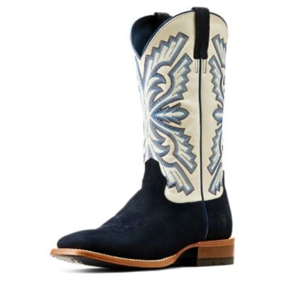 Ariat Men's Sting Western Boot - Indigo Roughout/Blanco