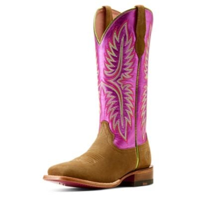 Ariat Women's Frontier Calamity Jane Western Boot - Dijon Roughout/Electric Raspberry