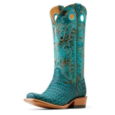 Ariat Women's Futurity Boon Western Boot - Turquoise Sueded Caiman Belly/Amazonite