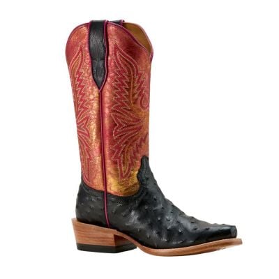 Ariat Women's Futurity Revival Jet Black Full Quill Ostrich Western Boot