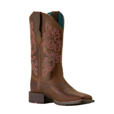 Ariat Women's Round Up StretchFit Wide Square Toe Western Boot - Sassy Brown