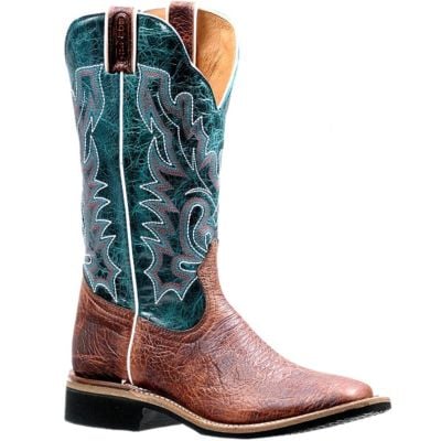 Boulet Women's 13" Faraon Turqueza and Bison Shrunken Bomber Square Toe Western Boot
