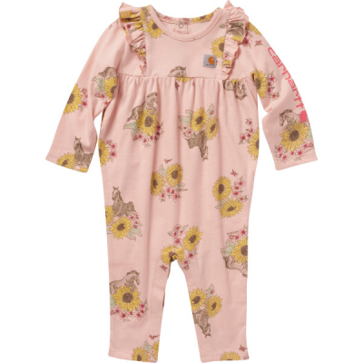 Carhartt Kids Long Sleeve Ruffle Sunflower Printed Jumpsuit