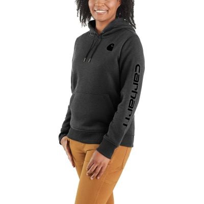 Carhartt Ladies Carbon Heather Midweight Logo Sleeve Graphic Sweatshirt