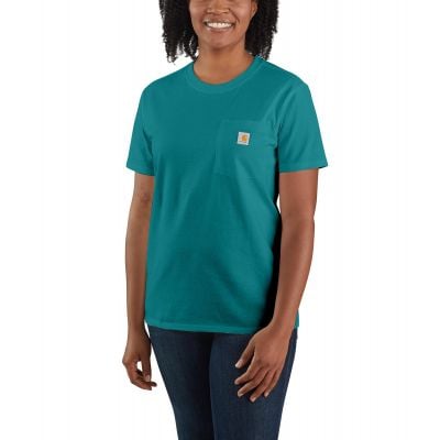 Carhartt Ladies Loose Fit Heavy Weight Short Sleeve Pocket Tee in Shaded Spruce