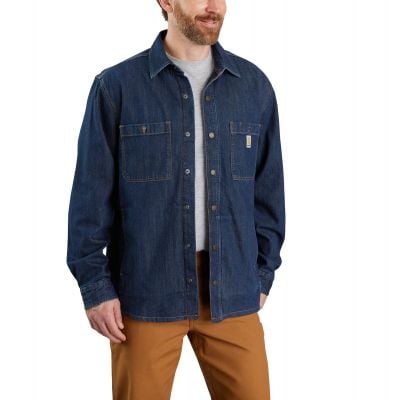 Carhartt Men's Relaxed Fit Denim Fleece Lined Snap Shirt Jacket