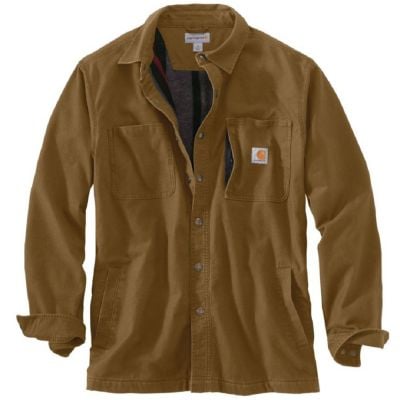 Carhartt Men's Rugged Flex Canvas Fleece Lined Snap Front Shirt Jacket