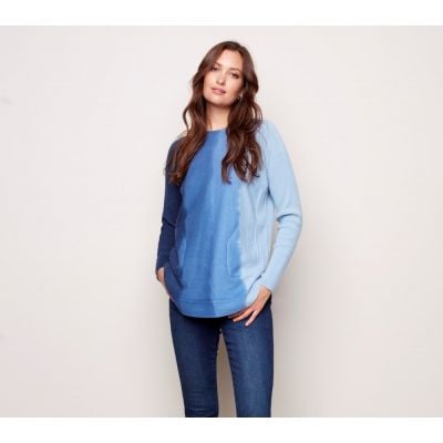 Charlie B Ladies Blue Plushy Knit Sweater