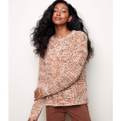 Charlie B Ladies Cable Knit Spice Sweater