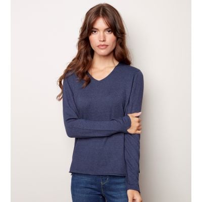 Charlie B Ladies Plush Knit Sweater in Denim 