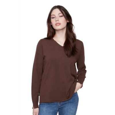 Charlie B Mocha V-Neck Sweater