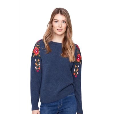 Charlie B Women's Embroidered Raglan Sleeve Sweater