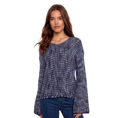 Charlie B Women's Novelty Yarn Crochet Sweater