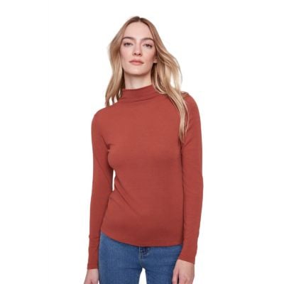 Charlie B Women's Rib Knit Mock Neck Top 