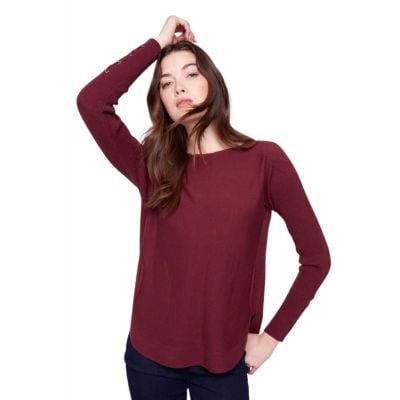 Charlie B Women's Wine Round Hem Sweater