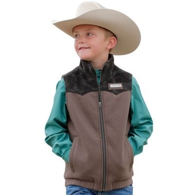 Cinch Boy's Match Dad Wooly Vest - Brown
