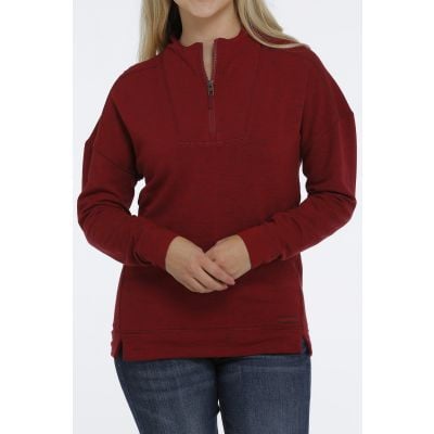 Cinch Ladies Red 1/4 Zip Pullover