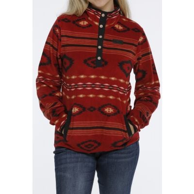 Cinch Ladies Red Polar Fleece Pullover