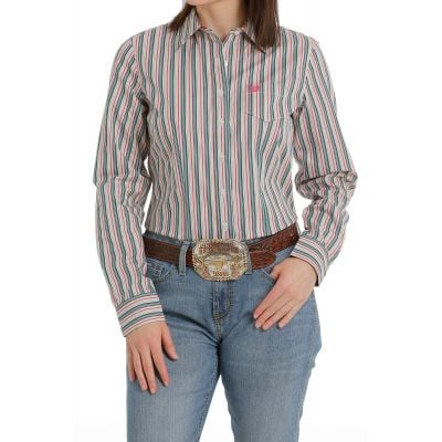 Cinch Ladies Striped Long Sleeve Button Down Shirt