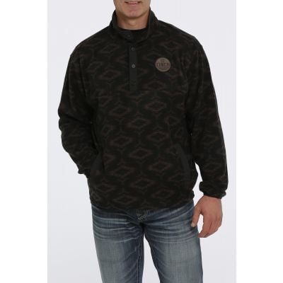 Cinch Mens Black and Brown Polar Fleece Pullover