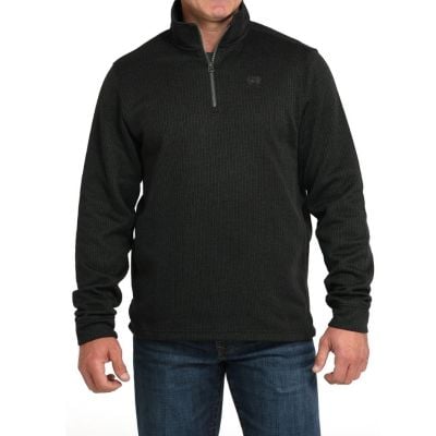 Cinch Mens Black Knit Fleece 1/4 Zip Sweater