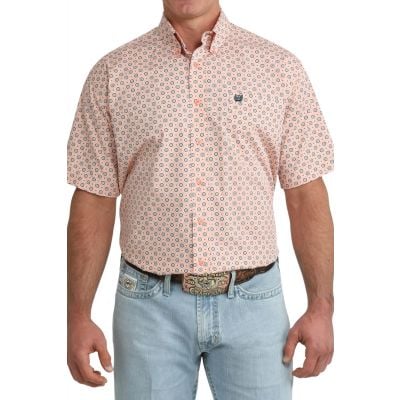 Cinch Men's Coral Print Short Sleeve Shirt