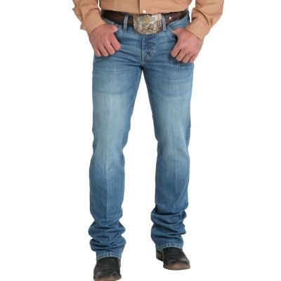 Cinch Mens Ian Medium Stone Mid Rise Slim Boot Cut Jean