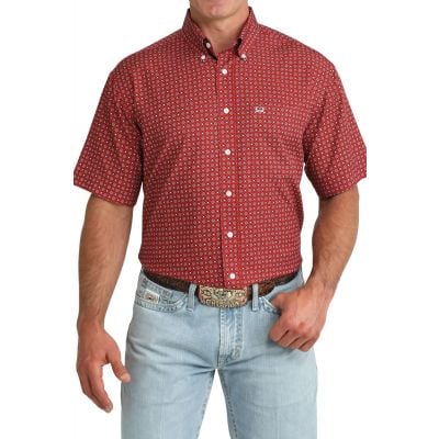 Cinch Men's Red Arenaflex Short Sleeve Shirt