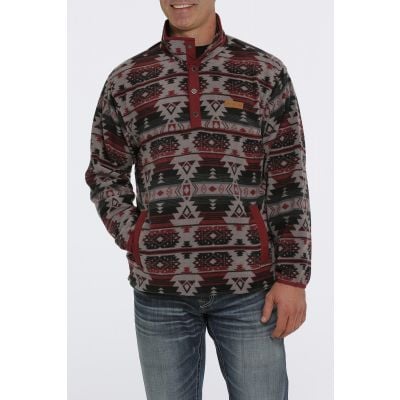 Cinch Mens Red Polar Fleece Pullover