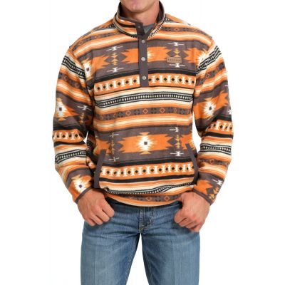 Cinch Mens Southwestern Print Polar Fleece Pullover - Gray