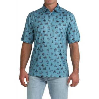 Cinch Men's Teal Short Sleeve Arenaflex Polo