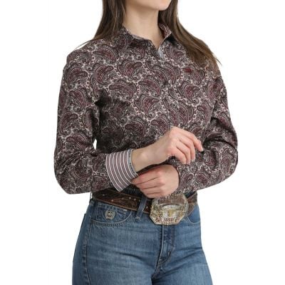 Cinch Women's Long Sleeve Button Print Shirt
