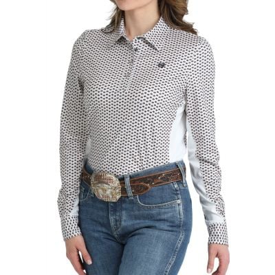 Cinch Women's White Long Sleeve Hybrid Shirt