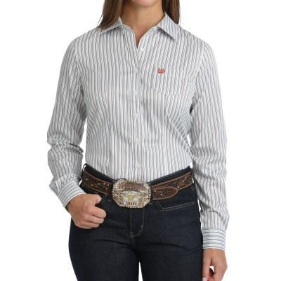 Cinch Women's White Long Sleeve Shirt
