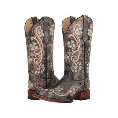 Circle G Floral Embroidered Grey Boots