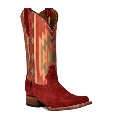 Corral Circle G Ladies Serape Wine Square Toe Boots