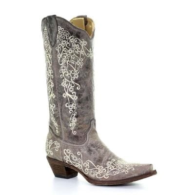 Corral Crater Bone Embroidered Boot 