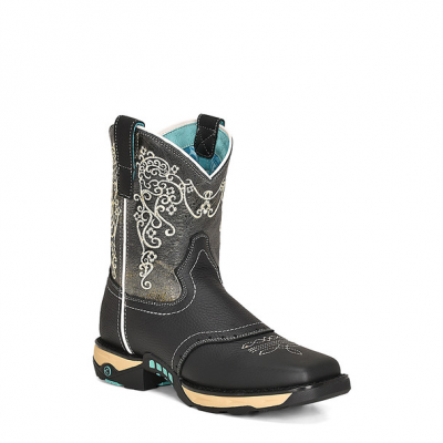 Corral Ladies Farm and Ranch Black Square Toe Hydro Resist Saddle Vamp Boots