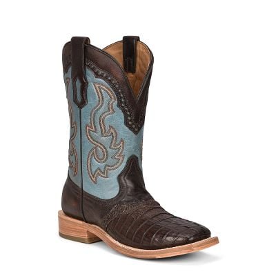 Corral Mens Caiman Overlay & Embroidery Square Toe Boots