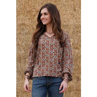 Cruel Denim Womens Long Sleeve Print Blouse