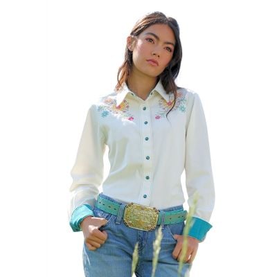 Cruel Denim Women's White Long Sleeve Blouse