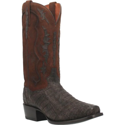 Dan Post Men's Charcoal and Brown Caiman Square Toe Boots
