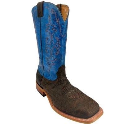 Fenoglio Men's Desert Snake Bison and Sky Blue Square Toe Boots