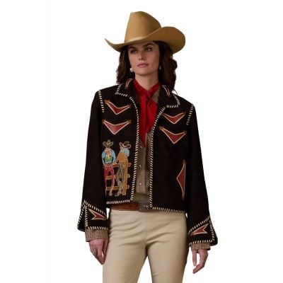 Double D Ranch Womens Bronco Brown Long Tall Texan Jacket