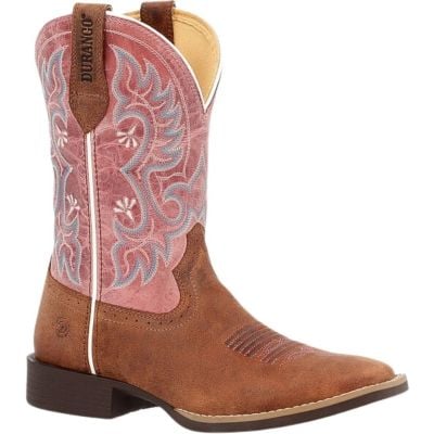 Durango Women's Shyloh 10" Square Toe Boot - Rusty Brown/Dusty Rose